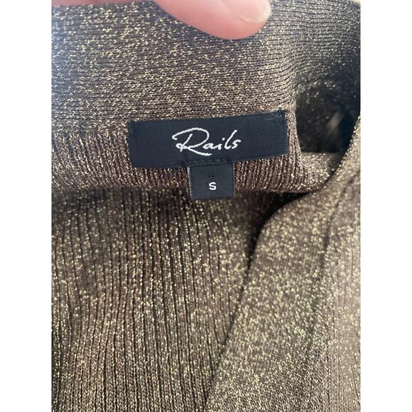 Rails Beau Metallic Long Sleeve Ribbed Knit Cardigan Sweater Gold Size Small - Picture 5 of 7